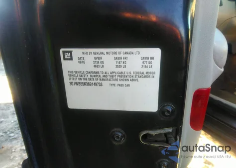 2006 Chevrolet Impala Ls z USA, uszkodzony, nr VIN 2G1WB55K369149733